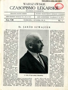 Warszawskie Czasopismo Lekarskie 1931 R.8 nr 1