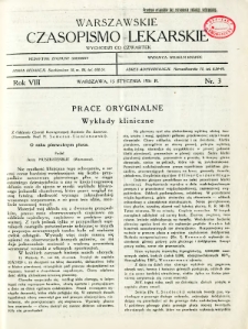 Warszawskie Czasopismo Lekarskie 1931 R.8 nr 3