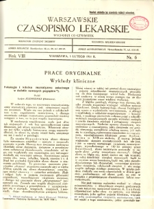 Warszawskie Czasopismo Lekarskie 1931 R.8 nr 6