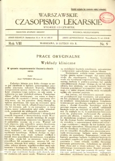 Warszawskie Czasopismo Lekarskie 1931 R.8 nr 9