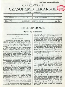 Warszawskie Czasopismo Lekarskie 1931 R.8 nr 14