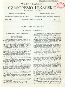 Warszawskie Czasopismo Lekarskie 1931 R.8 nr 15