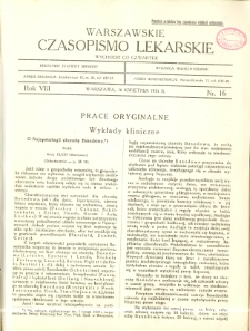 Warszawskie Czasopismo Lekarskie 1931 R.8 nr 16