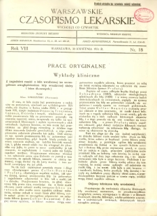 Warszawskie Czasopismo Lekarskie 1931 R.8 nr 18