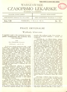Warszawskie Czasopismo Lekarskie 1931 R.8 nr 19