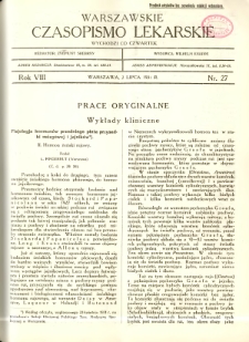 Warszawskie Czasopismo Lekarskie 1931 R.8 nr 27