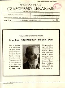 Warszawskie Czasopismo Lekarskie 1931 R.8 nr 36
