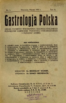 Gastrologja Polska 1935 T.5 nr 1