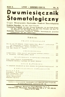 Dwumiesięcznik Stomatologiczny 1939 R.5 nr 4