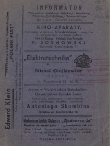 Informator Przemysłu, Handlu, Rolnictwa, Rzemiosł, Szkolnictwa i inn. Woj. Lubelskiego, Kieleckiego, Wołyńskiego, Poleskiego, Białostockiego i Nowogródzkiego 1936