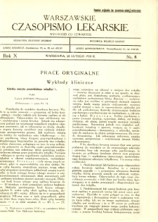Warszawskie Czasopismo Lekarskie 1933 R.10 nr 8