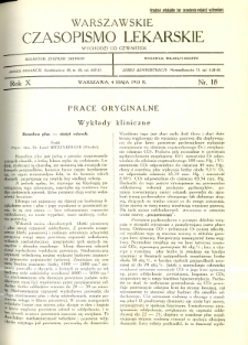 Warszawskie Czasopismo Lekarskie 1933 R.10 nr 18