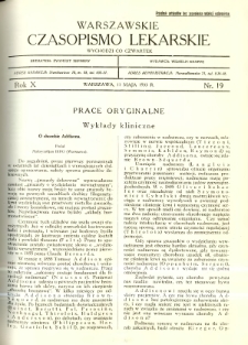 Warszawskie Czasopismo Lekarskie 1933 R.10 nr 19