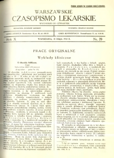 Warszawskie Czasopismo Lekarskie 1933 R.10 nr 20