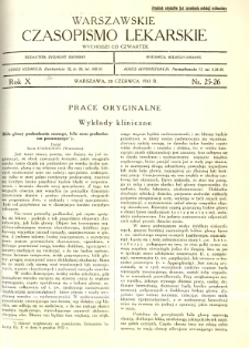 Warszawskie Czasopismo Lekarskie 1933 R.10 nr 25-26
