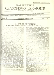 Warszawskie Czasopismo Lekarskie 1933 R.10 nr 27-28
