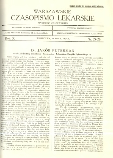 Warszawskie Czasopismo Lekarskie 1933 R.10 nr 27-28
