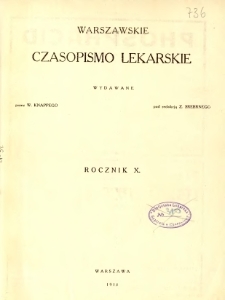 Warszawskie Czasopismo Lekarskie 1933 : spis treści rocznika X