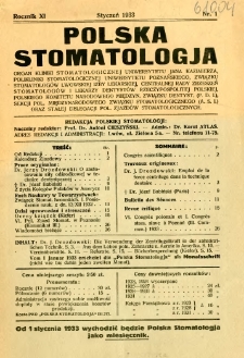 Polska Stomatologja 1933 R.11 nr 1