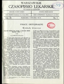 Warszawskie Czasopismo Lekarskie 1932 R.9 nr 1