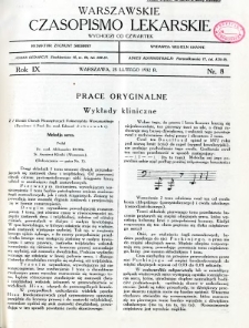 Warszawskie Czasopismo Lekarskie 1932 R.9 nr 8