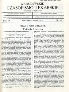Warszawskie Czasopismo Lekarskie 1932 R.9 nr 11