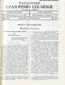 Warszawskie Czasopismo Lekarskie 1932 R.9 nr 16