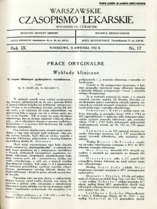 Warszawskie Czasopismo Lekarskie 1932 R.9 nr 17