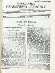 Warszawskie Czasopismo Lekarskie 1932 R.9 nr 18