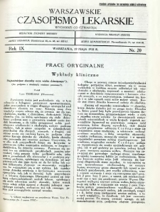 Warszawskie Czasopismo Lekarskie 1932 R.9 nr 20