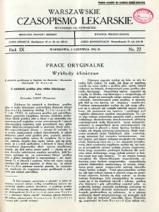 Warszawskie Czasopismo Lekarskie 1932 R.9 nr 22