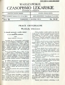 Warszawskie Czasopismo Lekarskie 1932 R.9 nr 31-32