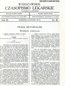 Warszawskie Czasopismo Lekarskie 1932 R.9 nr 36