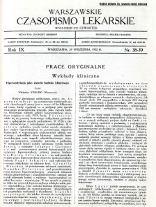 Warszawskie Czasopismo Lekarskie 1932 R.9 nr 38-39