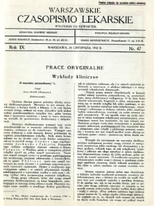 Warszawskie Czasopismo Lekarskie 1932 R.9 nr 47