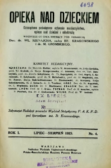 Opieka nad Dzieckiem 1923 R.1 nr 4