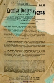 Kronika Dentystyczna 1914 R.9 nr 1