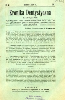 Kronika Dentystyczna 1914 R.9 nr 3