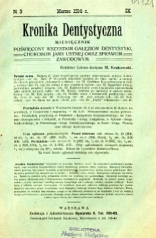 Kronika Dentystyczna 1914 R.9 nr 3