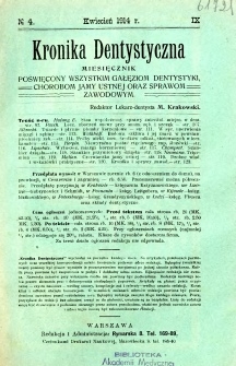 Kronika Dentystyczna 1914 R.9 nr 4