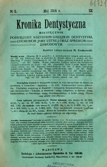 Kronika Dentystyczna 1914 R.9 nr 5