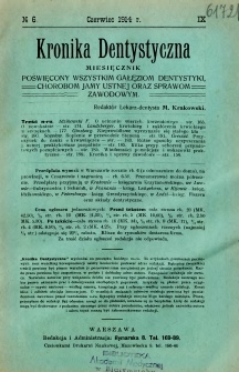 Kronika Dentystyczna 1914 R.9 nr 6