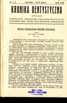 Kronika Dentystyczna 1928 R.23 nr 1-2