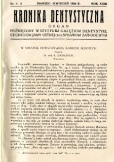 Kronika Dentystyczna 1928 R.23 nr 3-4