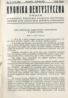 Kronika Dentystyczna 1929 R.24 nr 3-4
