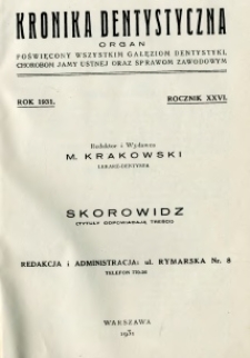 Kronika Dentystyczna 1931 R.26 nr 1-2