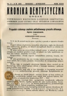 Kronika Dentystyczna 1931 R.26 nr 3-4