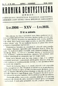 Kronika Dentystyczna 1931 R.26 nr 7-8