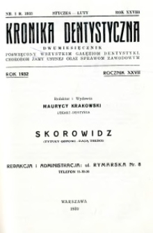 Kronika Dentystyczna 1933 R.28 nr 1