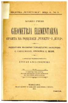 Gieometrja elementarna oparta na pojęciach "punktu" i "kuli"